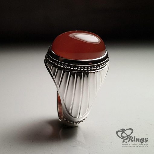 Handmade Silver Ring And Red Yemeni Agate