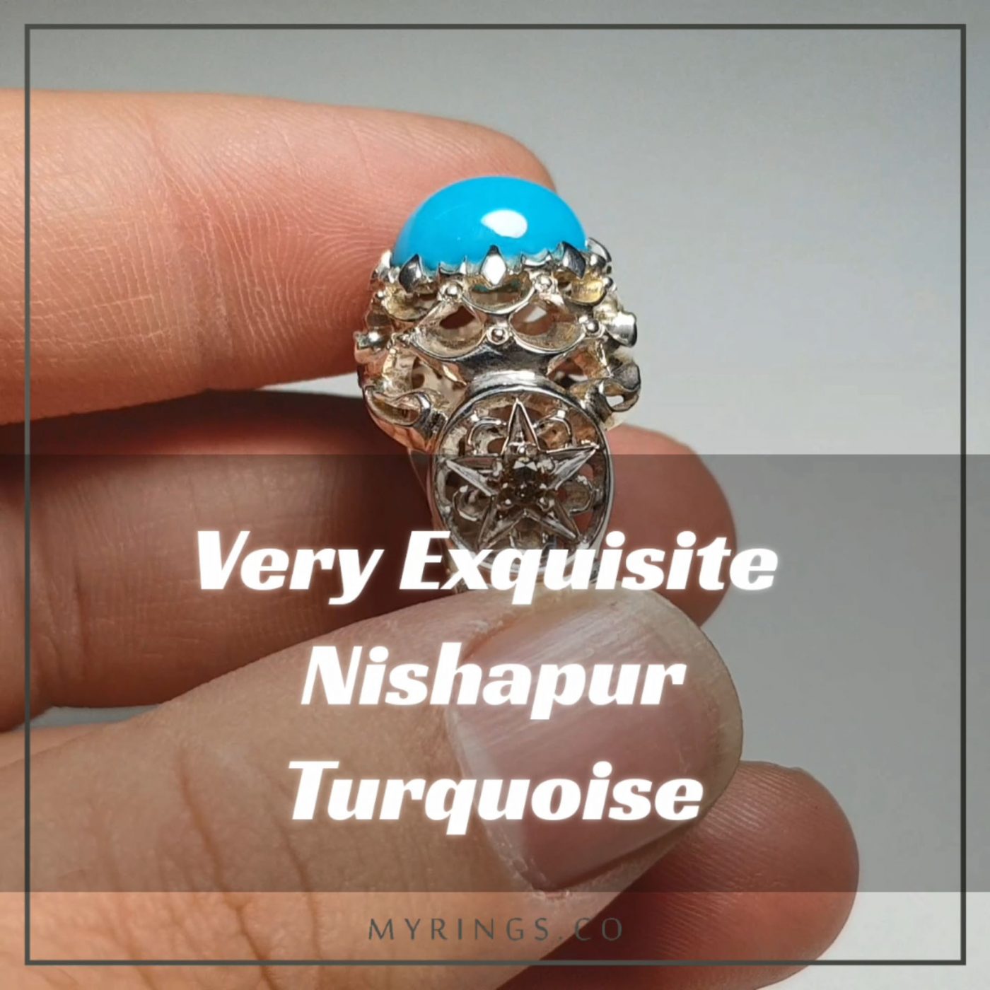 Very Exquisite Nishapur Turquoise With Handmade Super Silver Ring
