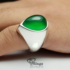 Handmade Silver Ring With Natural Green Agate