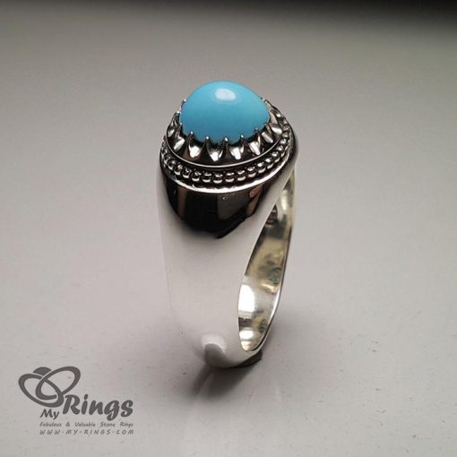 First Class Kerman Turquoise And Handmade Silver 925 Ring