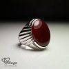 Handmade Silver Ring And red Yemeni Agate