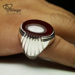 Handmade Silver Ring And red Yemeni Agate