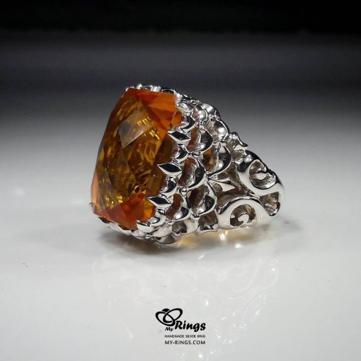 Very Unique Yellow Citrine With First Class Handmade Silver Ring