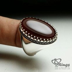 Dark Red Yemeni Aqeeq On Handmade Silver 925 Ring