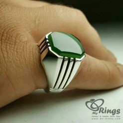 Natural Green Agate On Handmade Silver 925 Ring
