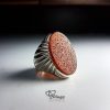 Exquisite Ayatul Kursi Engraved On Red Yemeni Agate With Silver Ring