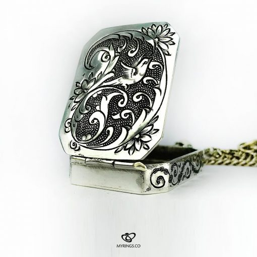 Hand Engraved Silver Box For Islamic Hirz And Talisman As Necklaces