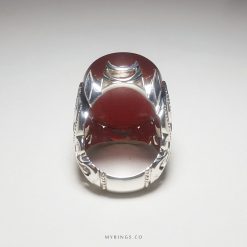 Very Cool Red Yemeni Aqeeq With Silver Ring
