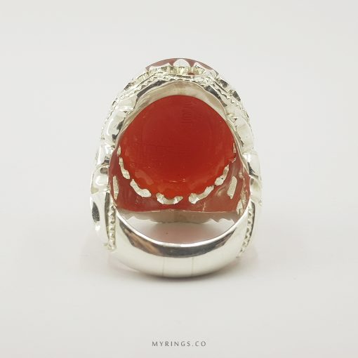 Unique Red Yemeni Aqeeq With Spacial Silver Ring