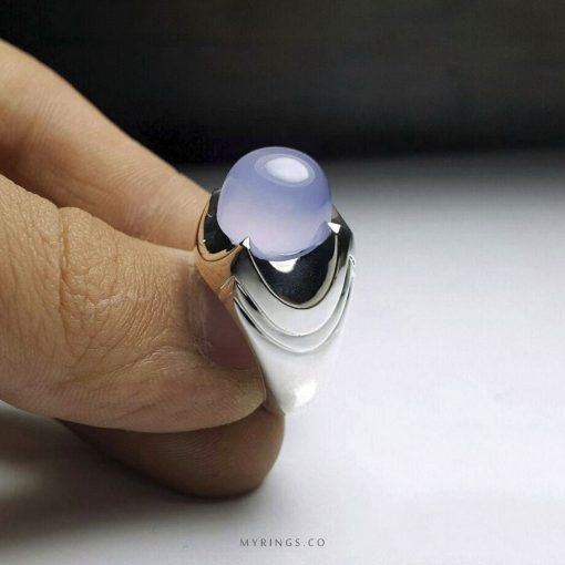 Elegant Purple Yemen Aqeeq With Silver Ring