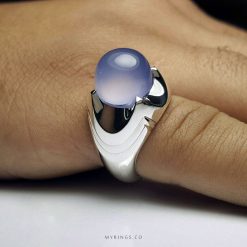 Elegant Purple Yemen Aqeeq With Silver Ring