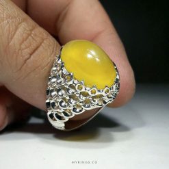 Sharaf Al Shams Taweez On Yellow Agate With Silver 925 Ring