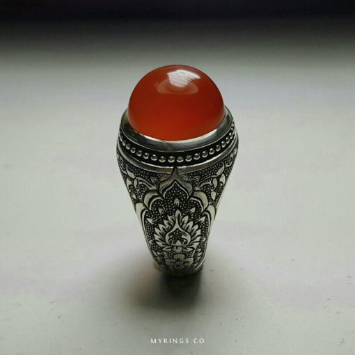 Very Cool Red Yemeni Aqeeq With Silver Ring