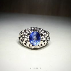 Natural Sri Lankan Blue Ruby With Handmade Silver Ring MR0288
