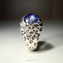 Natural Sri Lankan Blue ruby With Handmade Silver Ring