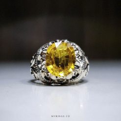 Special Natural Yellow Ruby With Handmade Silver Ring