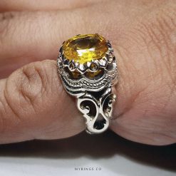 Special Natural Yellow Ruby With Handmade Silver Ring