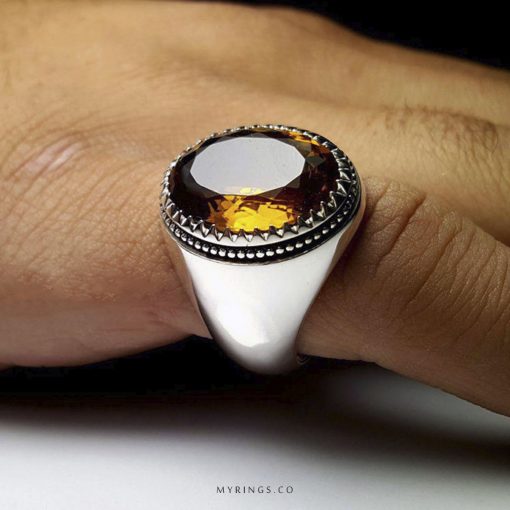 Yellow Citrine With Handmade Silver 925 Ring