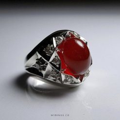 Elegant Red Yemeni Aqeeq With Silver Ring