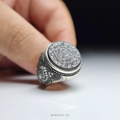 Vefk Of Celcelutiye On Black Yemeni Agate With Handmade Silver Ring