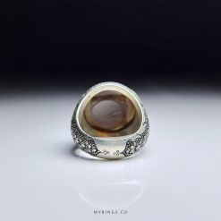 Vefk Of Celcelutiye On Black Yemeni Agate With Handmade Silver Ring
