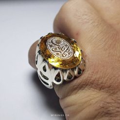 Luxury Hand Engraved Citrine With Handmade Silver Ring
