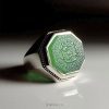 Natural Green Agate With Handmade Silver Ring