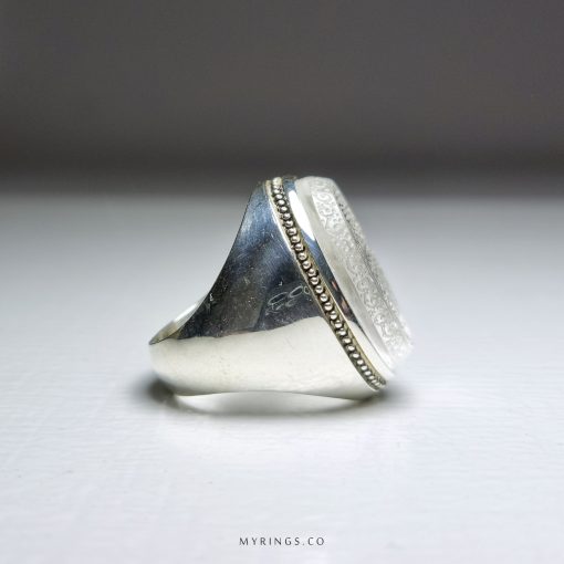 Muslim Ring With Hand Engraved Dur Al Najaf With Handmade Silver Ring