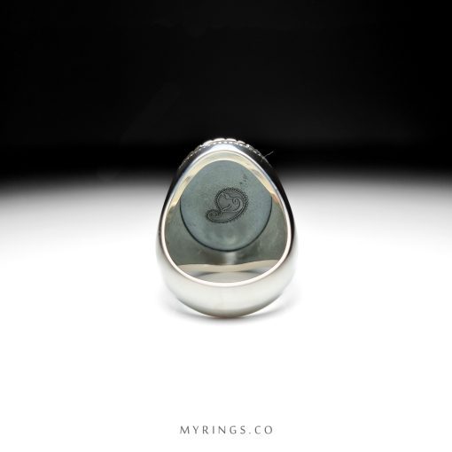 Engraved Hadid Sini Stone with Handmade Silver Ring