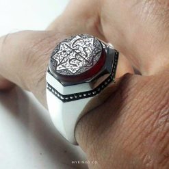 Cool Red Yemeni Aqeeq With Handmade Silver Ring