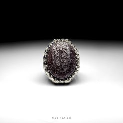 Super Luxury Shafatolabd Yemeni Agate With Hand Engraved Silver Ring