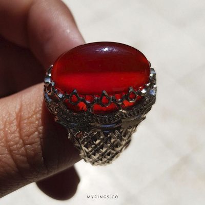 Luxury Handmade Silver Ring adorned with Natural Khorasani Agate