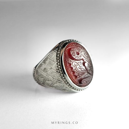 Islamic Silver Ring with Exquisite Red Yemeni Agate