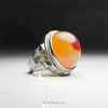 Rolex Design Men Sivler Ring With Amazing Orange Yemeni Aqeeq