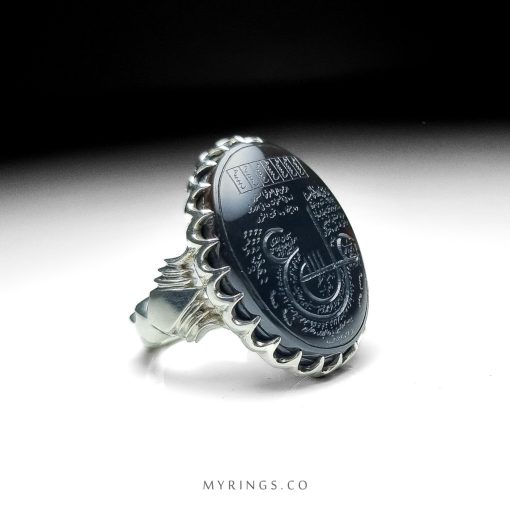 Amazing Protective Silver Ring with Black Yemeni Agate