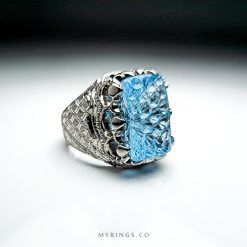 MR0371 Royal Blue Topaz With Elegant Sterling Silver Ring