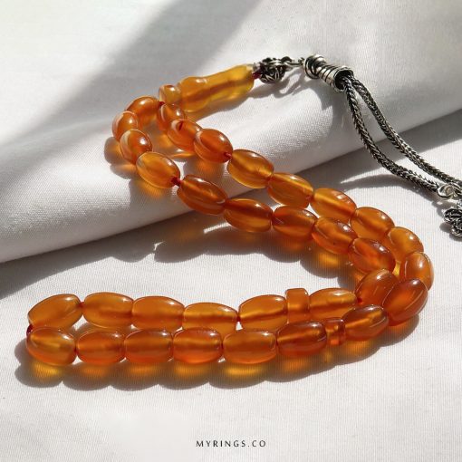 Luxury Orange Yemeni Agate Tasbih 33 Beads