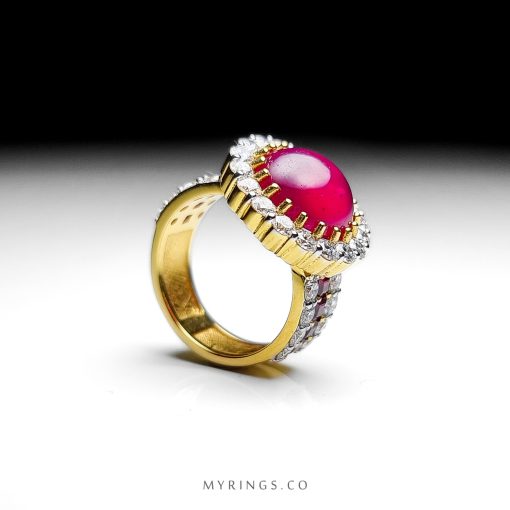 Royal Gold Ring With Red Ruby And Brillinat