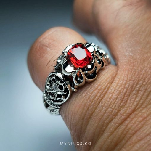 Elegant Handcrafted Sterling Silver Ring With Songea Ruby