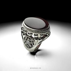 Exclusive Handcrafted Sterling Silver Ring With Special Karazi Yemeni Agate